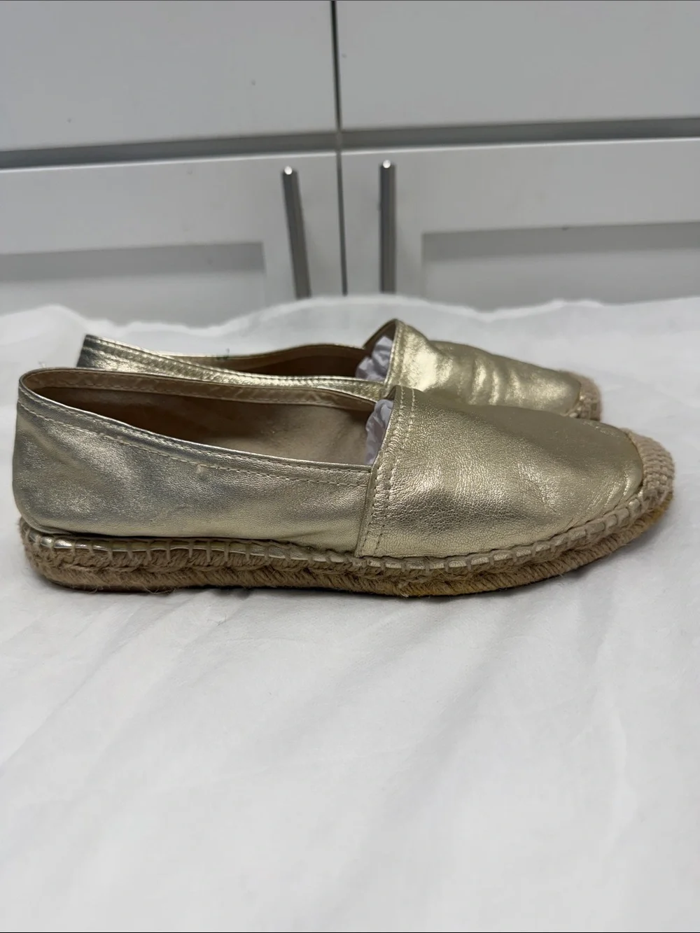 Maypol Metallic Gold Espadrille Slip-Ons for Women